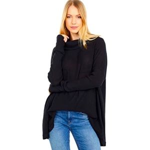 Free People Juicy Long Sleeve Cowl Neck Top size M Black